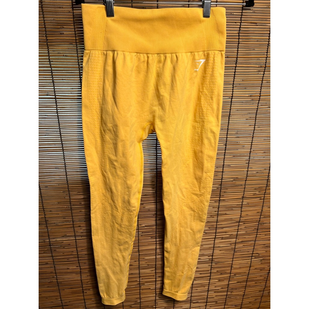 Gymshark Medium Leggings Yellow Seamless High Waisted Knit Activewear